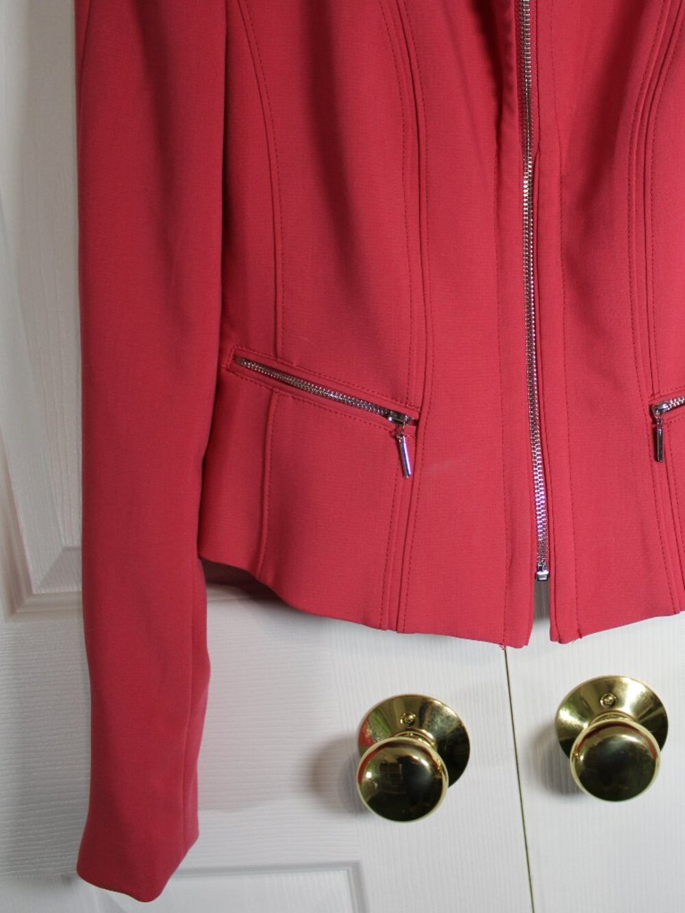 White House Black Market Cropped Pink Moto Jacket Blazer with Corset Tie Details - Picture 4 of 12